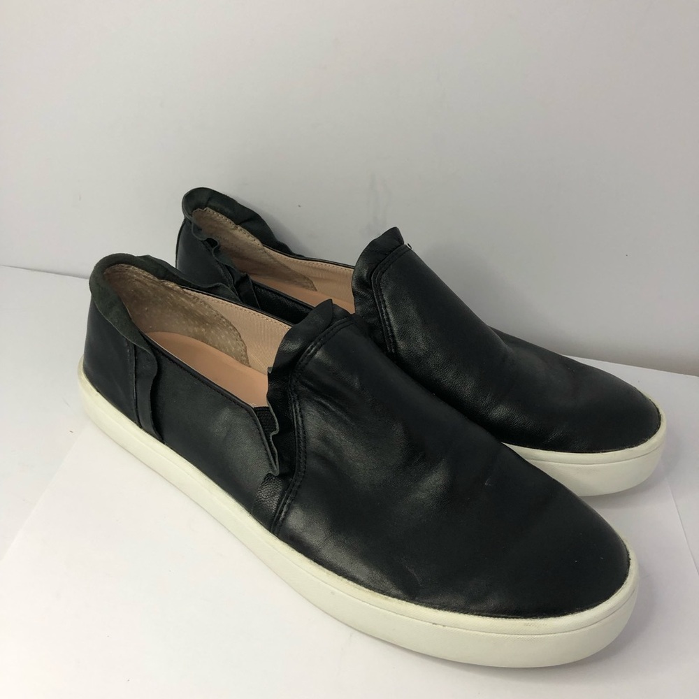 Kate Spade Women's Lilly Sneakers Size 7.5 Black Leather Casual Ruffled Slip-On